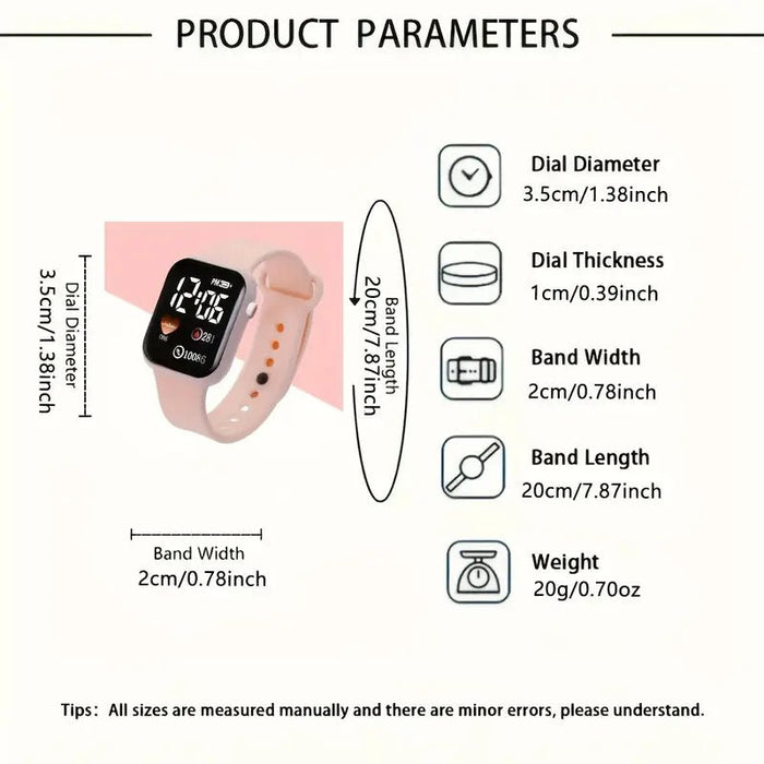 1 Reloj Electrónico LED Rectangular de Silicona Simulado para Mujer - Quierox - Tienda Online