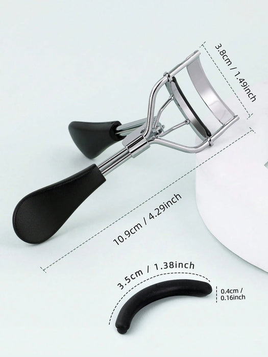 1 rizador de pestañas portátil y 15 almohadillas de silicona con mango curvo negro - Quierox - Tienda Online