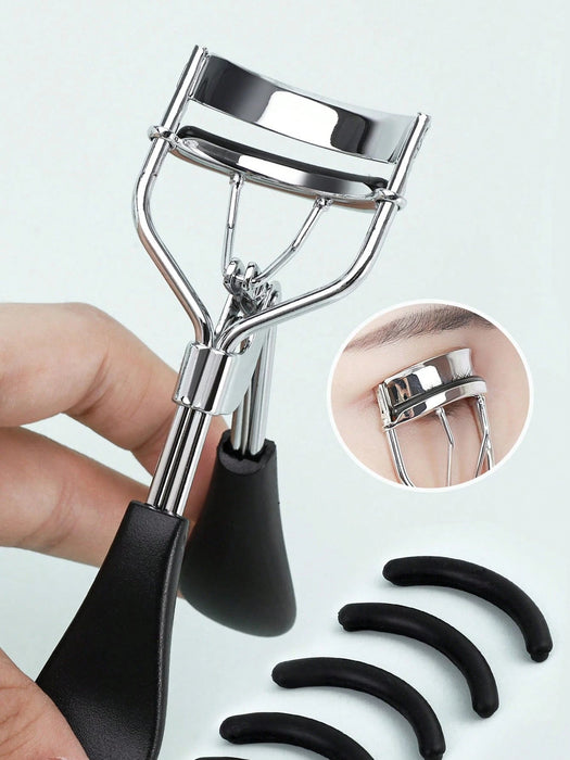 1 rizador de pestañas portátil y 15 almohadillas de silicona con mango curvo negro - Quierox - Tienda Online