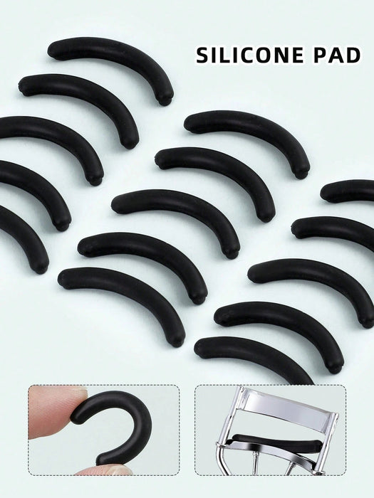 1 rizador de pestañas portátil y 15 almohadillas de silicona con mango curvo negro - Quierox - Tienda Online