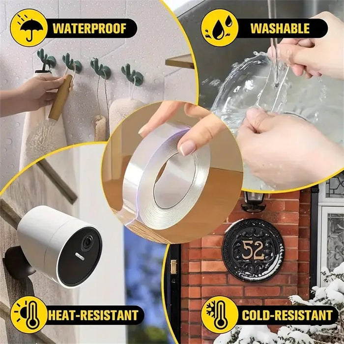 1 Rollo de Cinta Adhesiva Reutilizable XStrong de Doble Cara, Tira de Adhesivo Nano Transparente - Quierox - Tienda Online