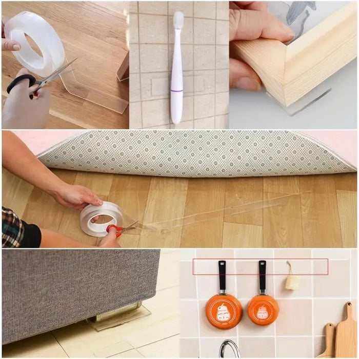 1 Rollo de Cinta Adhesiva Reutilizable XStrong de Doble Cara, Tira de Adhesivo Nano Transparente - Quierox - Tienda Online
