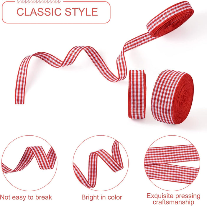 1 rollo de cinta de cuadros rojos de Navidad, cinta de para decoración de árbol de Navidad - Quierox - Tienda Online