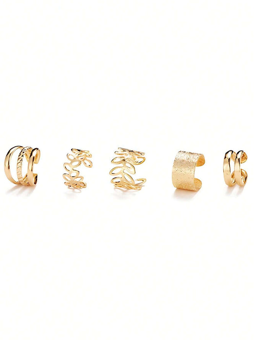 1 Set 5 Piezas/clip De Oreja En Forma De C Simple De Personalidad Femenina Sin Perforación - Quierox - Tienda Online