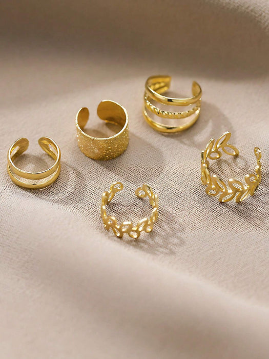 1 Set 5 Piezas/clip De Oreja En Forma De C Simple De Personalidad Femenina Sin Perforación - Quierox - Tienda Online