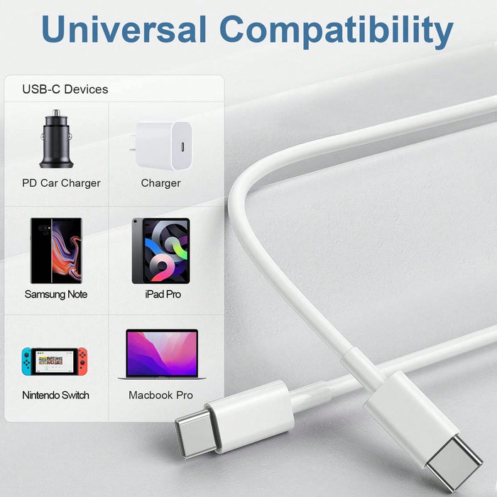 1 Set Adaptador de cargador rápido USB - C de 30W con cable de carga USB - C a Tipo - C de 6.6FT/200cm - Quierox - Tienda Online