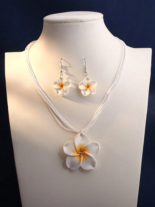 1 set de collar y aretes con diseño de flor en estilo elegante y dulce para mujer - Quierox - Tienda Online