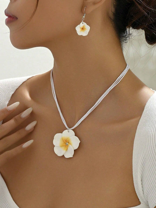 1 set de collar y aretes con diseño de flor en estilo elegante y dulce para mujer - Quierox - Tienda Online