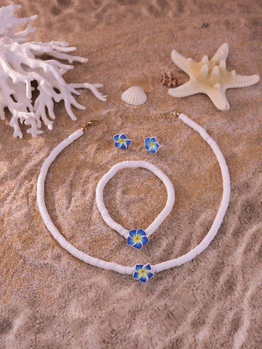 1 Set: pendientes, pulsera, y collar - Conjunto de joyería con colgante de flor de plumeria - Quierox - Tienda Online