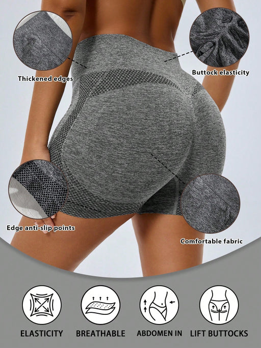 1 Shorts moldeadores ajustados y cómodos de cintura media con diseño, de yoga - Quierox - Tienda Online