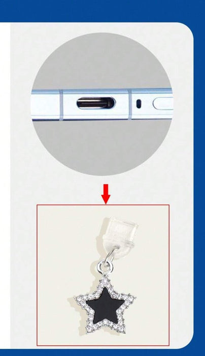 1 tapón antipolvo con forma de estrella con diamantes de imitación incrustados Tipo C - Quierox - Tienda Online