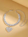 1 tobillera con cadena de rombo brillante y colgante de corazón de doble capa - Quierox - Tienda Online