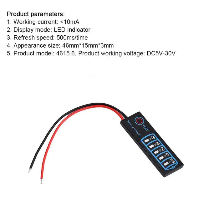 1 unidad de comprobador de capacidad de batería LED de CC de 5 a 30 V, 12 V y 24 V, panel de visualización de potencia - Quierox - Tienda Online