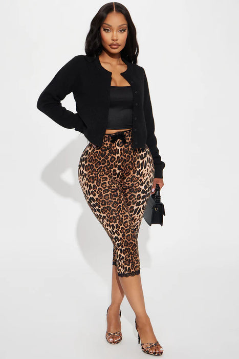 Fashionnova Mallas Florentina Lace Trim Capri - Café/Combinado