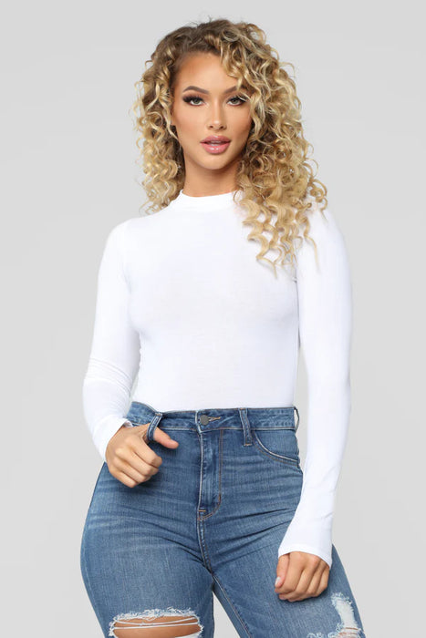 Fashionnova Pantiblusa Melanie Mock Neck - Blanco