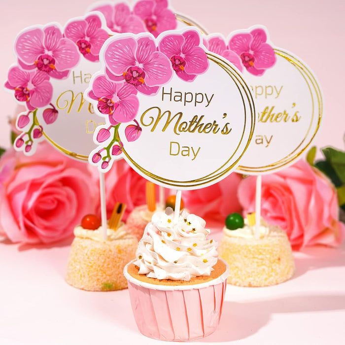 10 adornos para tartas del Día de la Madre, diseño de flores para cupcakes - Quierox - Tienda Online