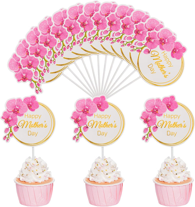 10 adornos para tartas del Día de la Madre, diseño de flores para cupcakes - Quierox - Tienda Online