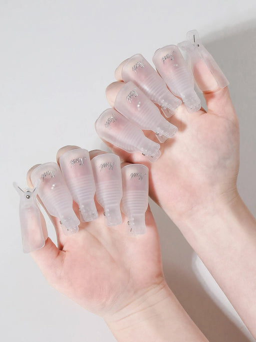 10 clips de plástico transparentes y reutilizables para remover esmalte de uñas - Quierox - Tienda Online