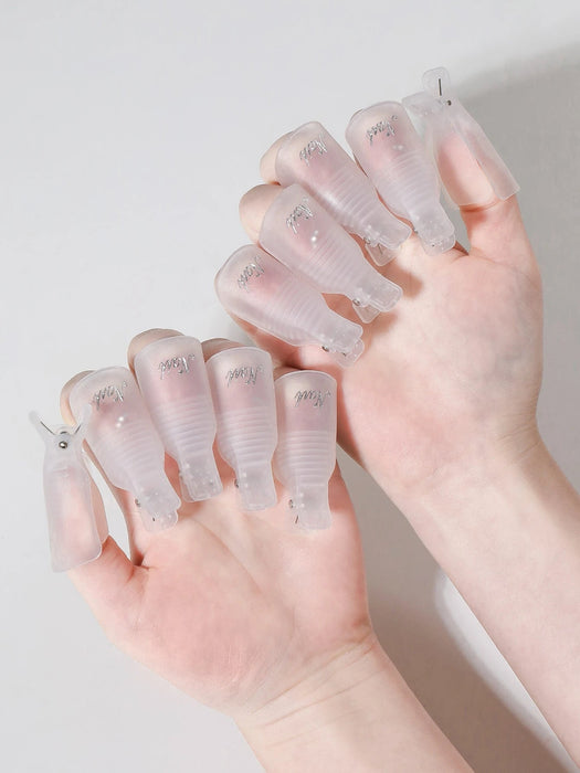 10 clips de plástico transparentes y reutilizables para remover esmalte de uñas - Quierox - Tienda Online