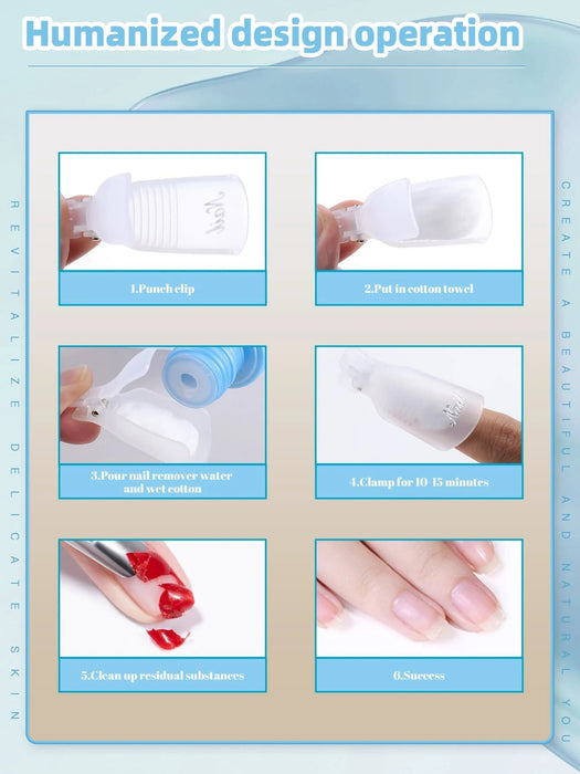 10 clips de plástico transparentes y reutilizables para remover esmalte de uñas - Quierox - Tienda Online