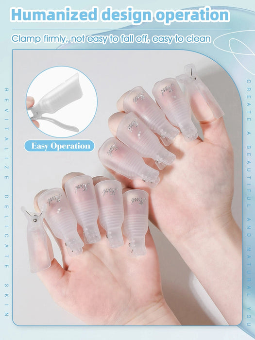 10 clips de plástico transparentes y reutilizables para remover esmalte de uñas - Quierox - Tienda Online