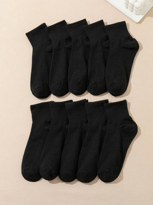 10 pares de calcetines transpirables de media pantorrilla de color liso para hombre - Quierox - Tienda Online