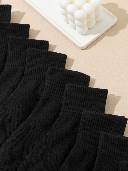 10 pares de calcetines transpirables de media pantorrilla de color liso para hombre - Quierox - Tienda Online