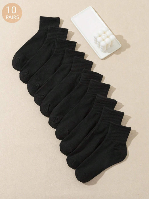 10 pares de calcetines transpirables de media pantorrilla de color liso para hombre - Quierox - Tienda Online