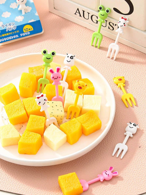 10 piezas Mini tenedor de fruta con diseño de animales de dibujos animados - Quierox - Tienda Online