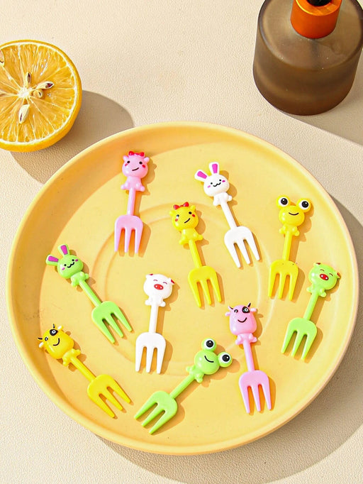 10 piezas Mini tenedor de fruta con diseño de animales de dibujos animados - Quierox - Tienda Online