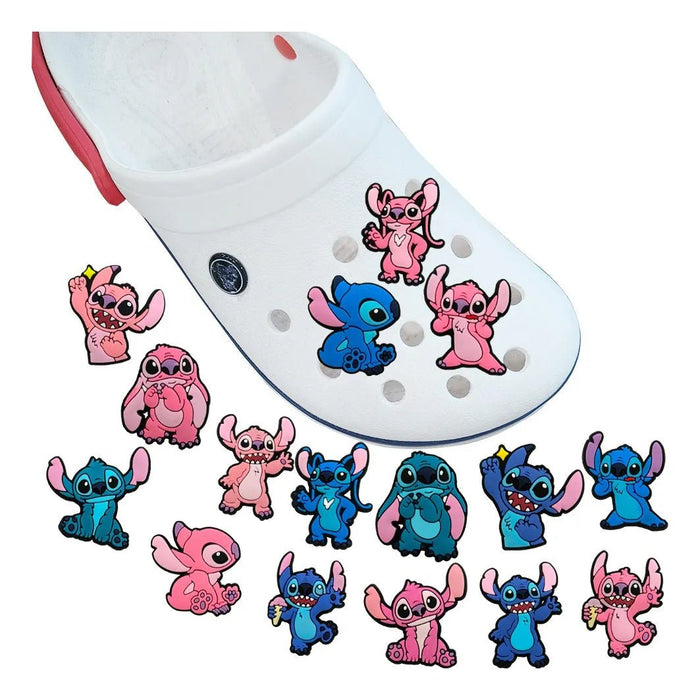 10 Pzs Stitch Unisex Pines Accesorios Sandalias Crocs Azul/rosa aleatorios - Quierox - Tienda Online