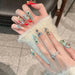 10 uñas postizas press on chinas retro hechas a mano con diseño de dragón y fénix coloridas con diamantes - Quierox - Tienda Online