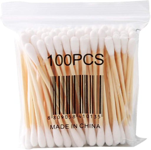 100 bastoncillos de algodón de doble punta de limpieza con mango de madera - Quierox - Tienda Online
