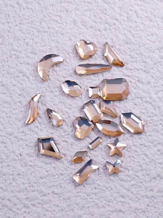 100 diamantes asimétricos de color champán con parte trasera plana, ideales para uñas - Quierox - Tienda Online
