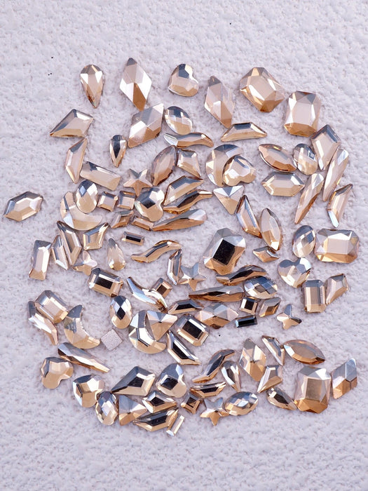 100 diamantes asimétricos de color champán con parte trasera plana, ideales para uñas - Quierox - Tienda Online