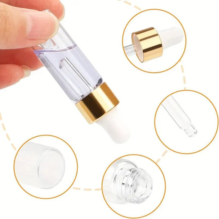 100 piezas, botella de gotero de vidrio transparente de 3 ml, - Quierox - Tienda Online