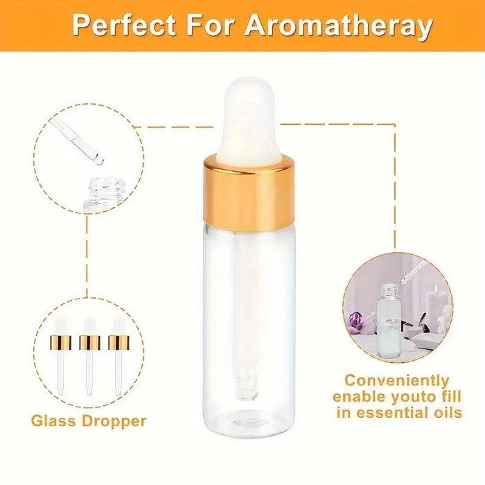 100 piezas, botella de gotero de vidrio transparente de 3 ml, - Quierox - Tienda Online