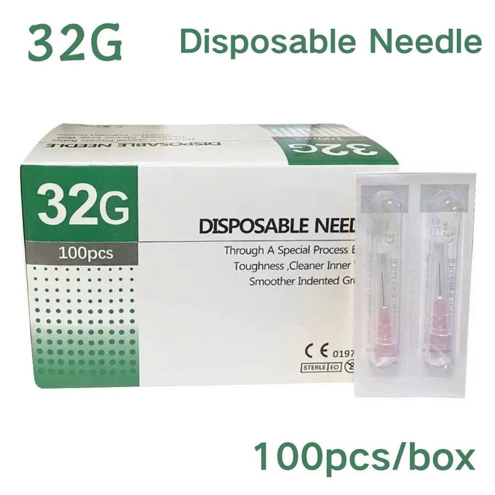 100 unids/caja aguja desechable aguja pequeña indolora 32G 4mm - Quierox - Tienda Online