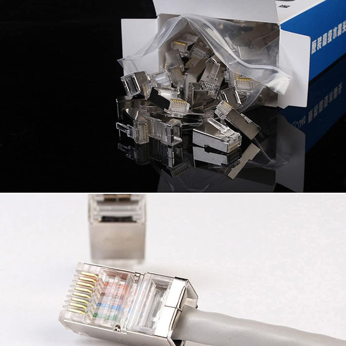 100pcs Conectores de protección de metal transparente, enchufe modular RJ-45, 8P8C - Quierox - Tienda Online