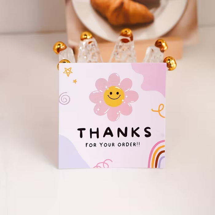 SHEIN 50pcs Tarjetas de Agradecimiento Florales, Diseño Cuadrado de 2x2 Pulgadas