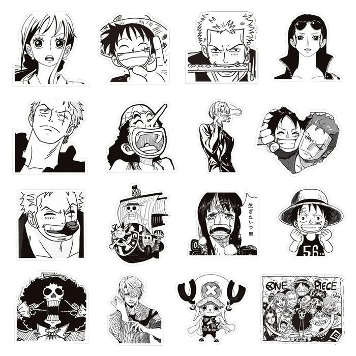 103PCS Pegatinas aleatorias en blanco y negro de anime de one piece - Quierox - Tienda Online