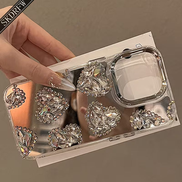 Funda para teléfono con espejo plateado brillante para iPhone 16 Pro Max