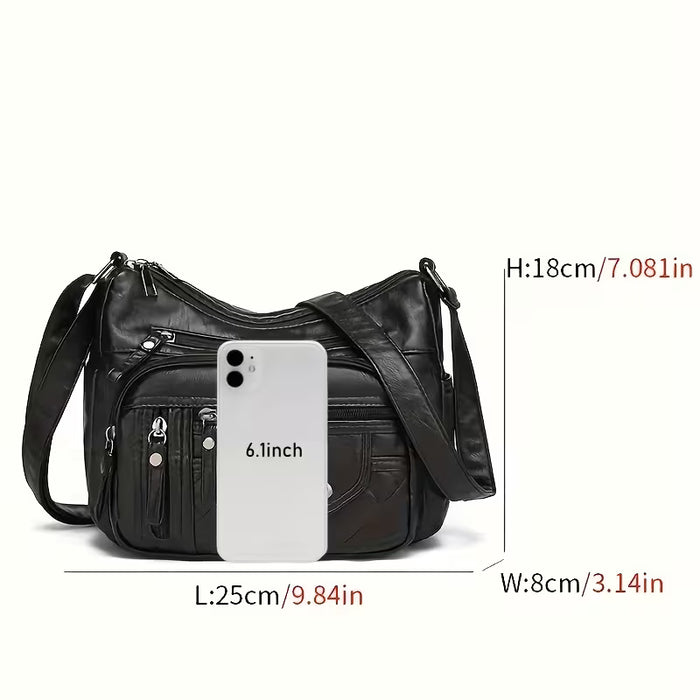 1pc Bolso de Hombro Casual Gran Capacidad con Correa Ajustable Y Cierre de Cremallera