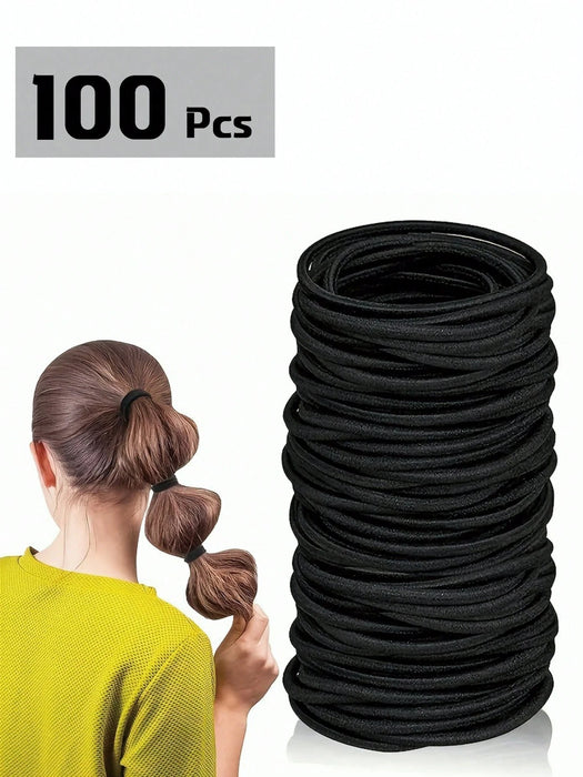 30pcs de gomas para el cabello negras básicas de alta elasticidad, accesorios para el cabello