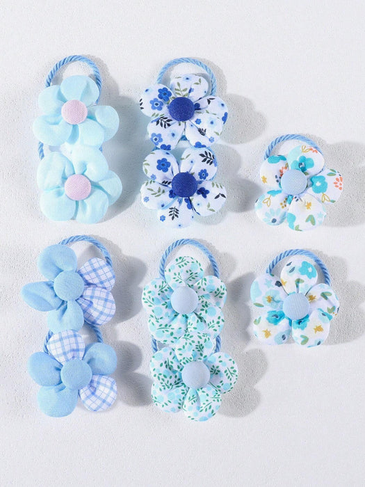 SHEIN 10 gomas para el pelo con flores para niñas, coloridas cintas elásticas para el pelo