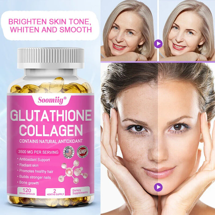 Soomiig Complejo de glutatión y colágeno para Piel radiante y apoyo antioxidante 60 capsulas veganas