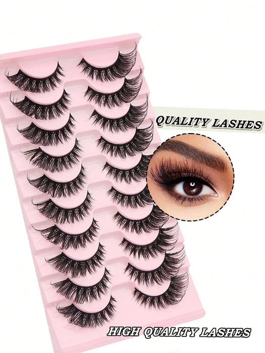Shein 10 pares de pestañas postizas de imitación de visón estilo ojo de gato