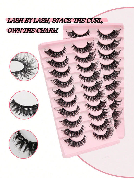 Shein 10 pares de pestañas postizas de imitación de visón estilo ojo de gato