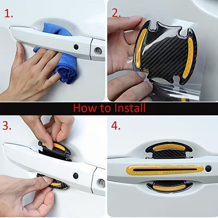 Juego de 8 películas protectoras para manijas de puertas, con tiras reflectantes de seguridad