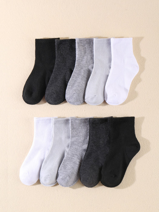 Shein 10 pares de calcetines deportivos y casuales para niños, elásticos